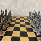 Leather and metal chess set