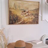 Tableau ancien paysage ocre G.Zylberman
