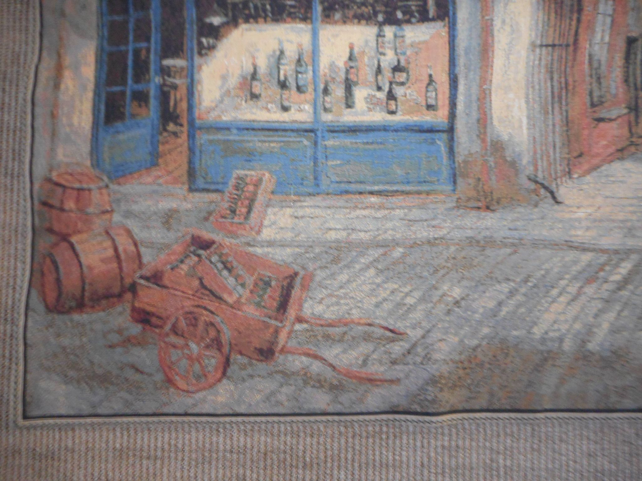 Village wall tapestry in trompe l'oeil after F de Villeneuve