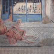 Village wall tapestry in trompe l'oeil after F de Villeneuve