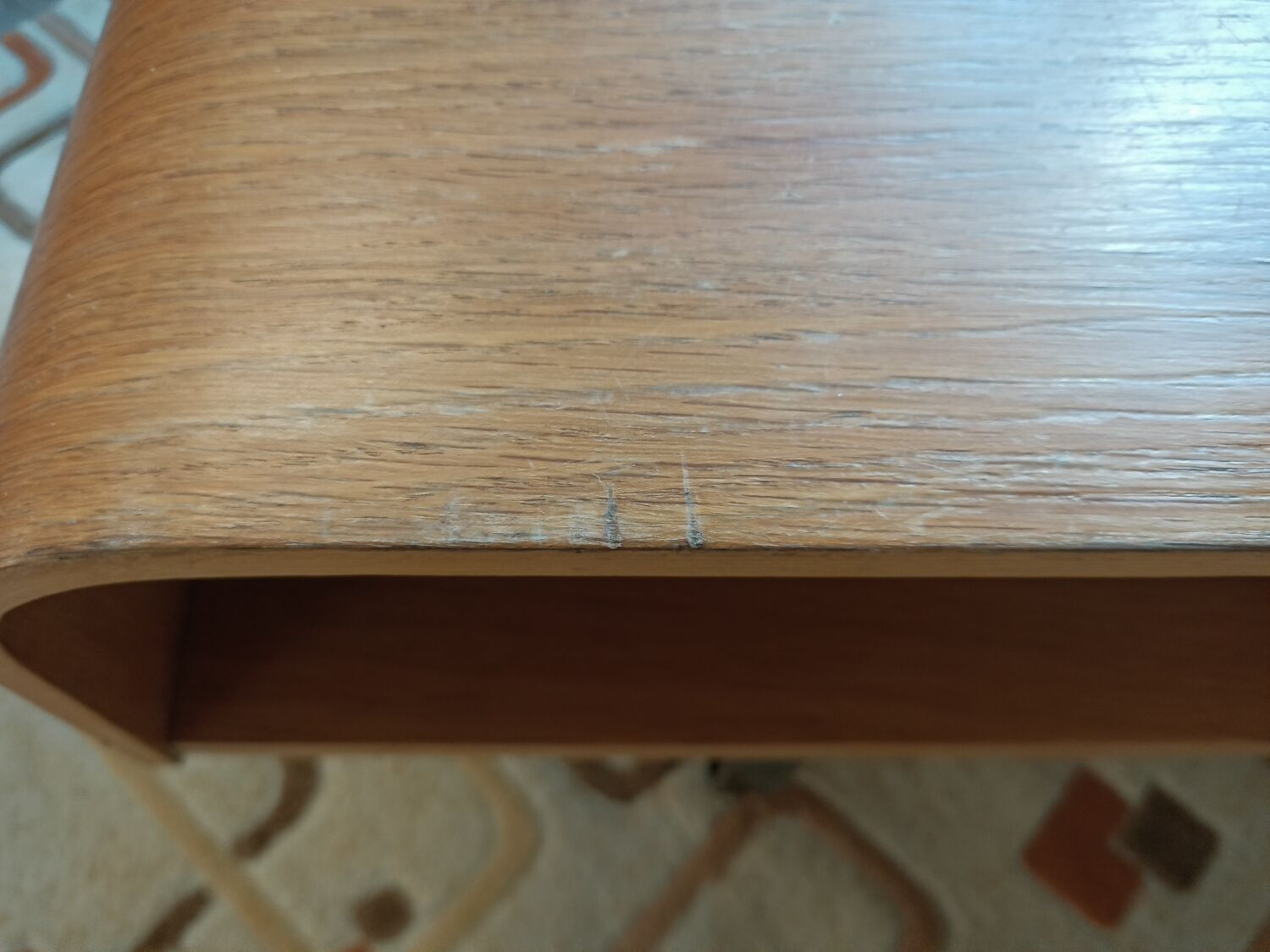 Curved wooden coffee table