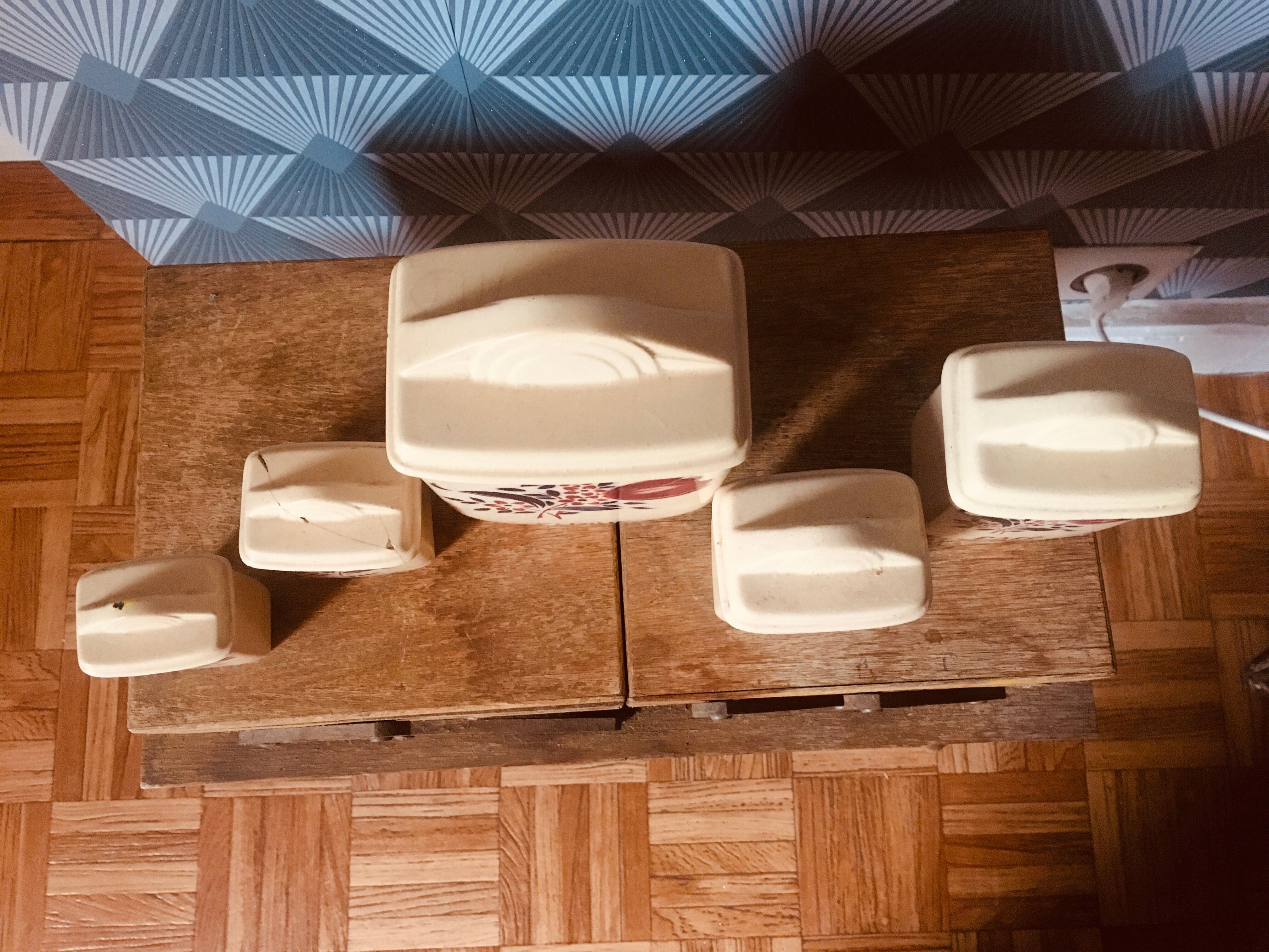 Set of old spice pots in lunéville earthenware model "Tulip"