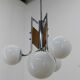Wood and chrome functionalist chandelier, 1940s