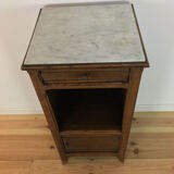 Meuble d'appoint rustique bois massif et marbre blanc