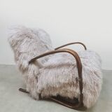 Jindrich Halabala vintage Tibetan sheepskin armchair H-269