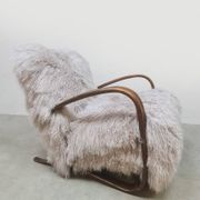 Jindrich Halabala vintage Tibetan sheepskin armchair H-269