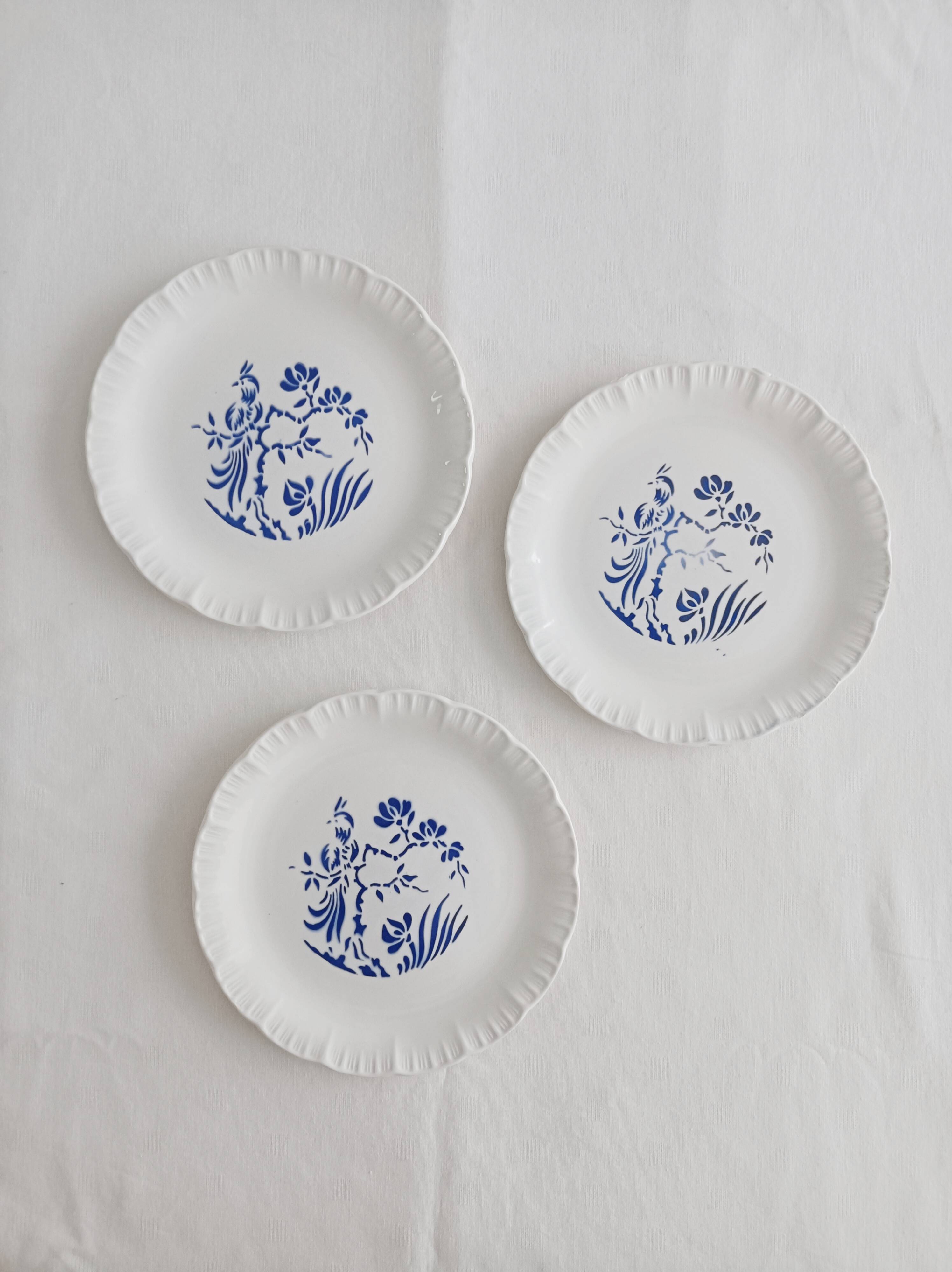 Set of 3 Digoin Sarreguemines Paradis dessert plates