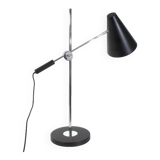 Adjustable desk lamp large model chrome and black, 71 cm.