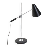 Adjustable desk lamp large model chrome and black, 71 cm.