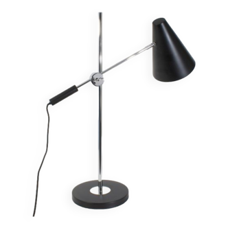 Lampe de bureau réglable grand modele chrome et noir, 71 cm.