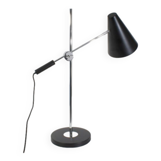 Adjustable desk lamp large model chrome and black, 71 cm.