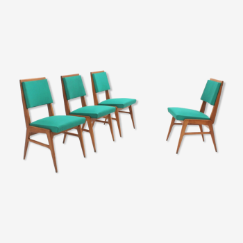 4 chaises de salle à manger français du milieu du siècle 1950