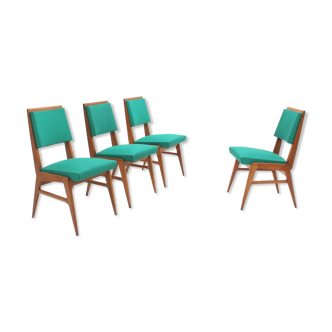 4 chaises de salle à manger français du milieu du siècle 1950