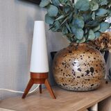 Rocket lamp, teak and opaline, 1950s