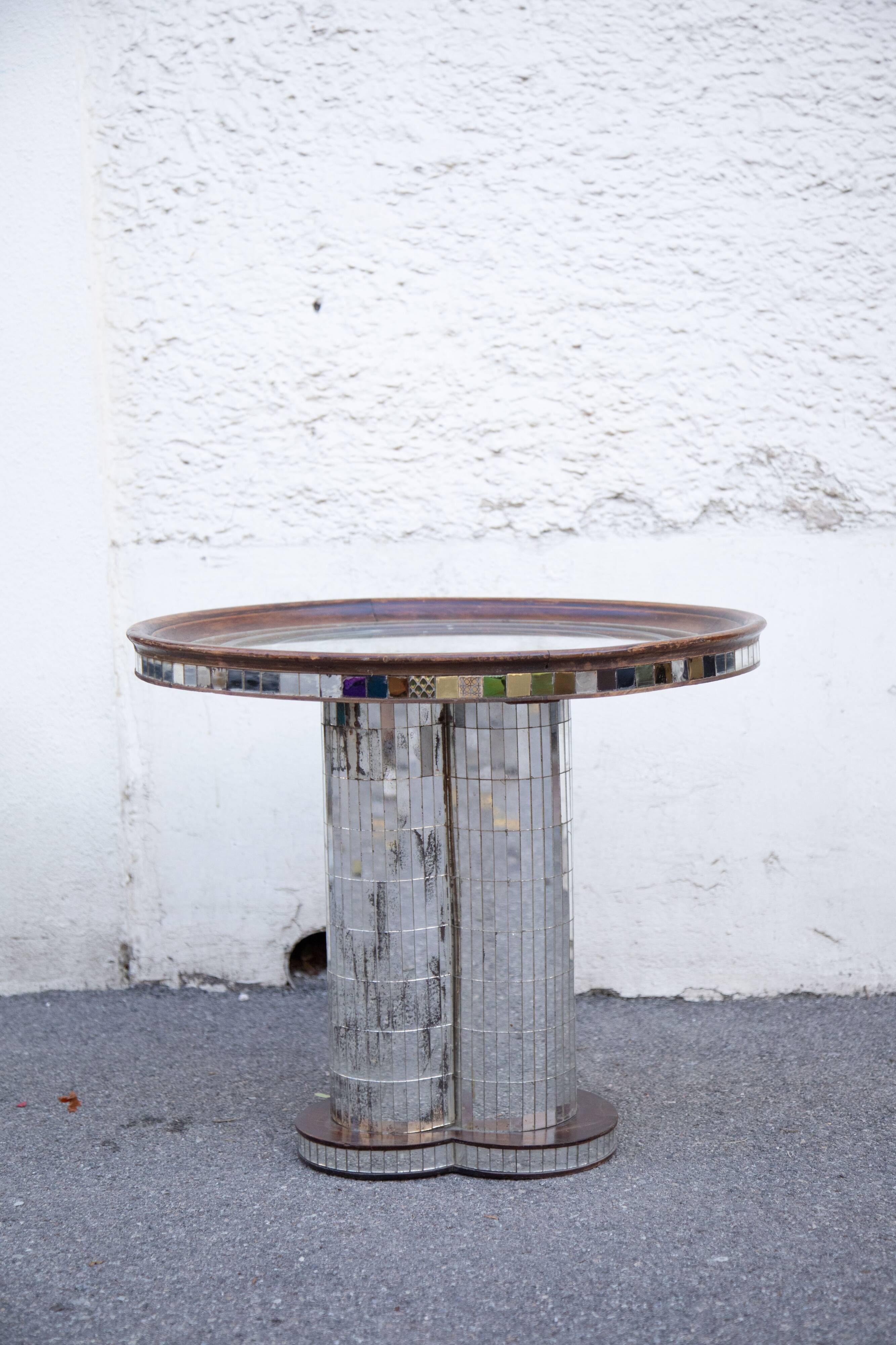 Mosaic mirrored glass coffee table Italy 70