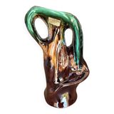 Vallauris glazed ceramic vase with an abstract shape