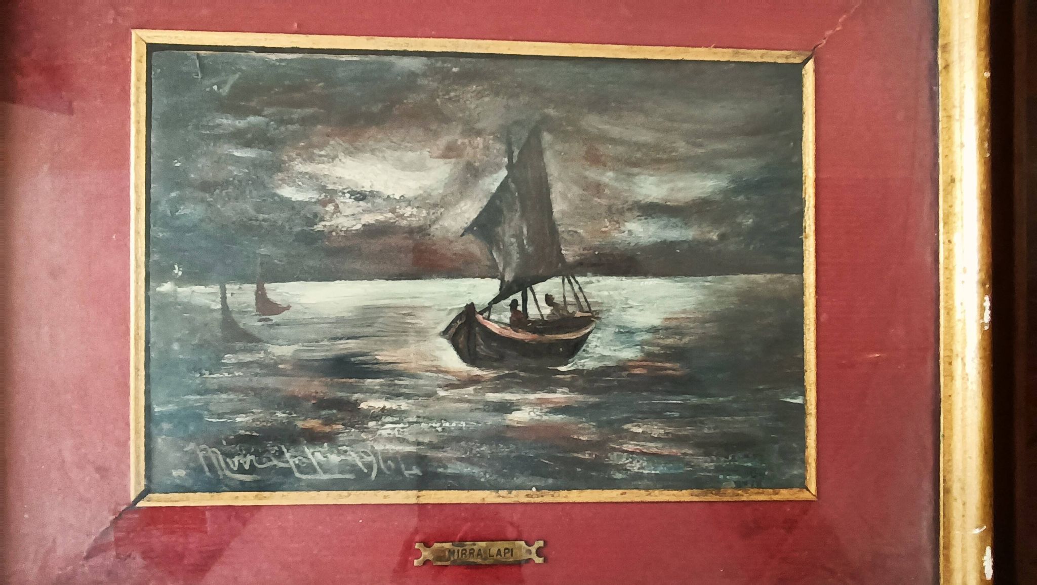 peinture à l'huile marine sur bois - Mirra Lapi (Santa Croce sull'Arno 20ème siècle)