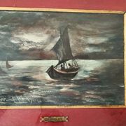 peinture à l'huile marine sur bois - Mirra Lapi (Santa Croce sull'Arno 20ème siècle)