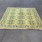 Oriental rug in thick wool velvet Sion gold and green 200x300