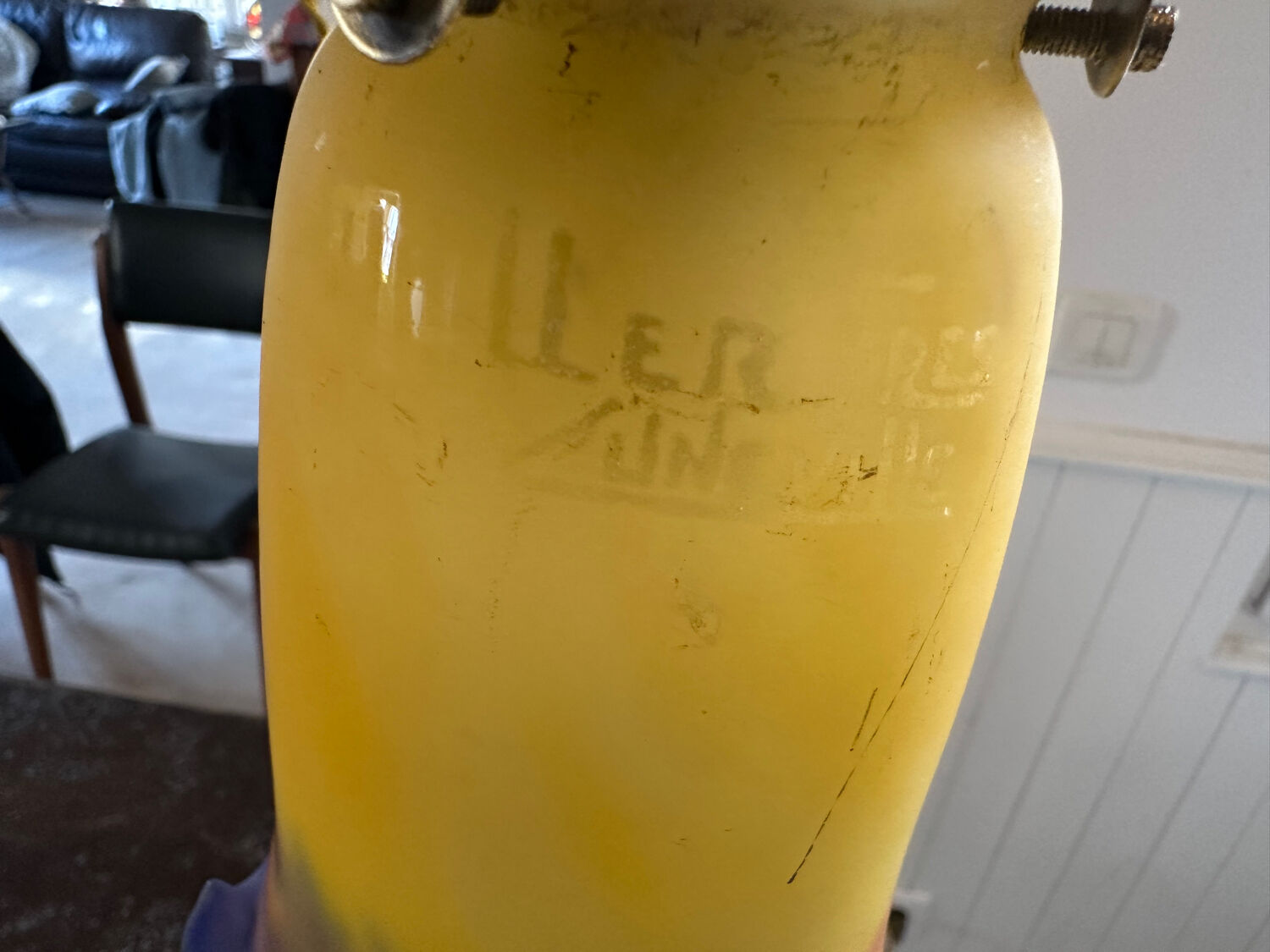 Art Deco desk lamp in brass and glass paste "Muller Frères"