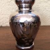 Glass vase with silver overlay