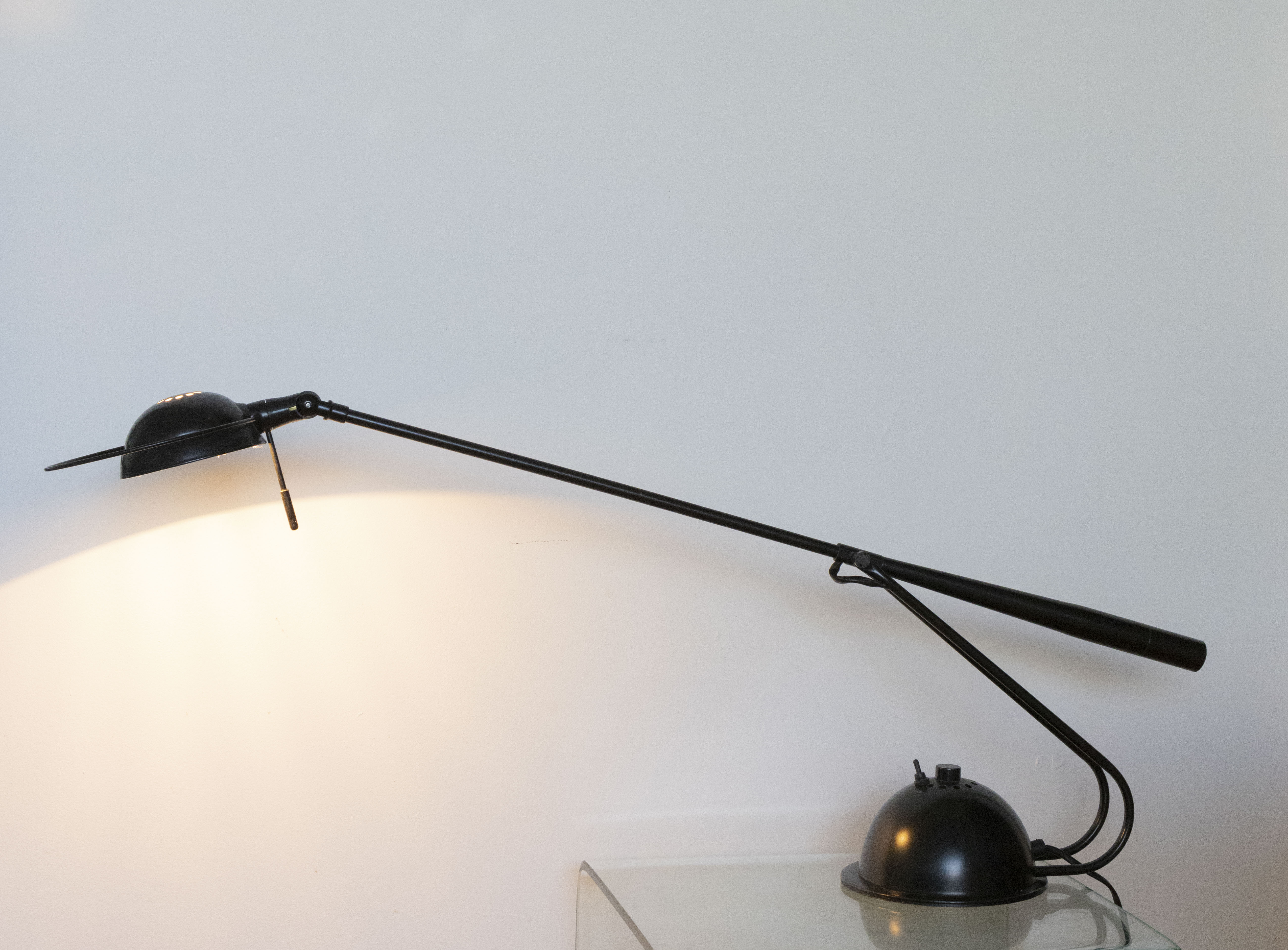Vintage balance lamp aluminor black lacquered metal
