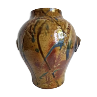 Enamelled sandstone vase from the 1970s