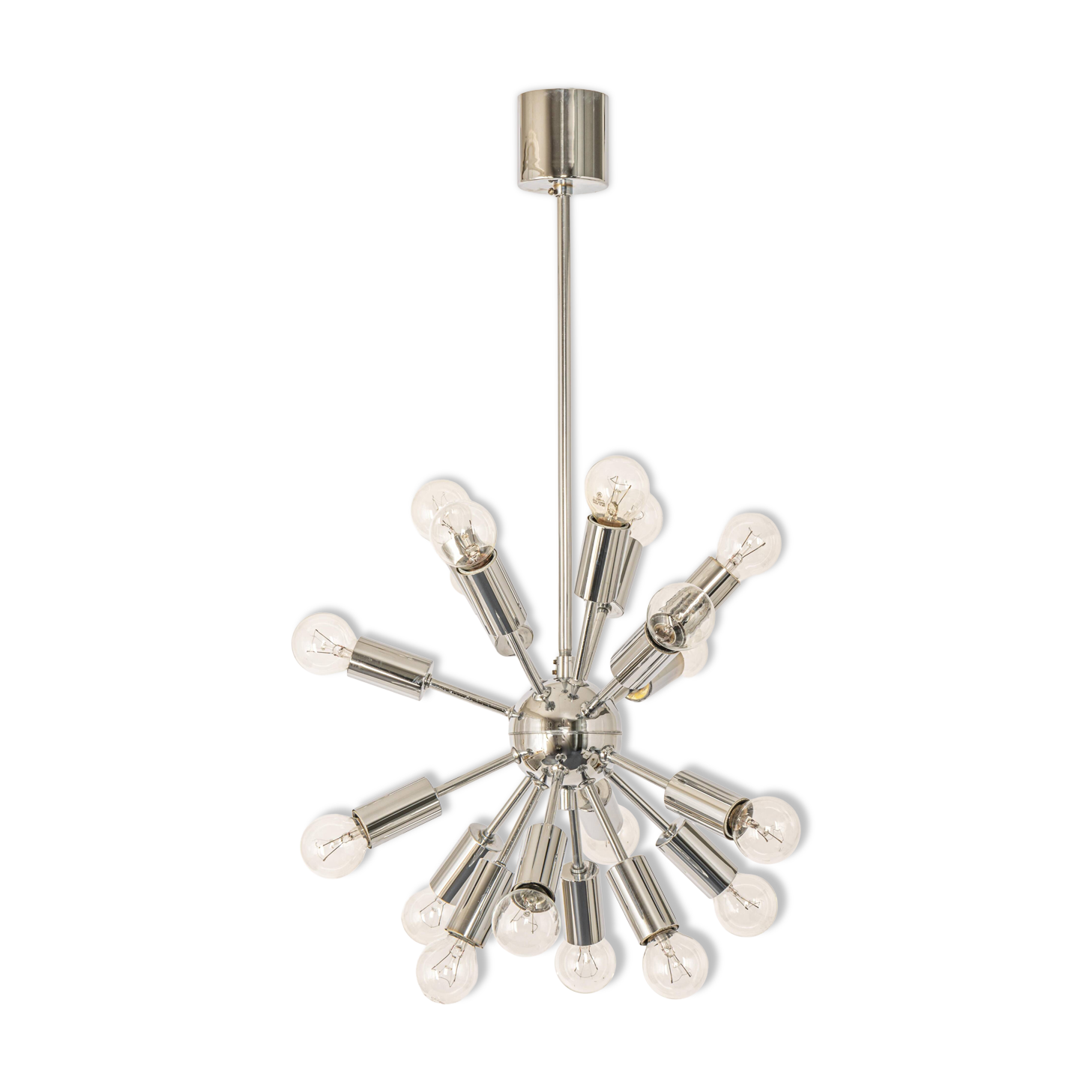 Small Atomium Sputnik space chrome pendant by Cosack, Germany, 1970s.