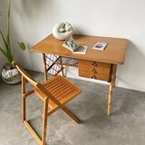 Louis Sognot rattan desk and its chair