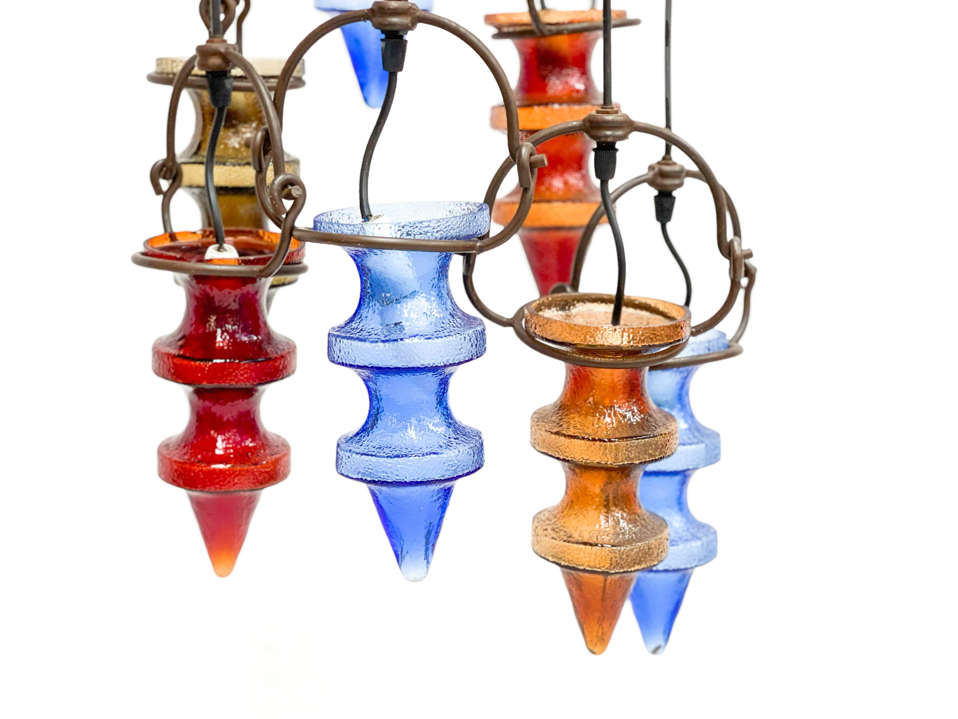Colorful glass chandelier by Nanny Still for Massive
