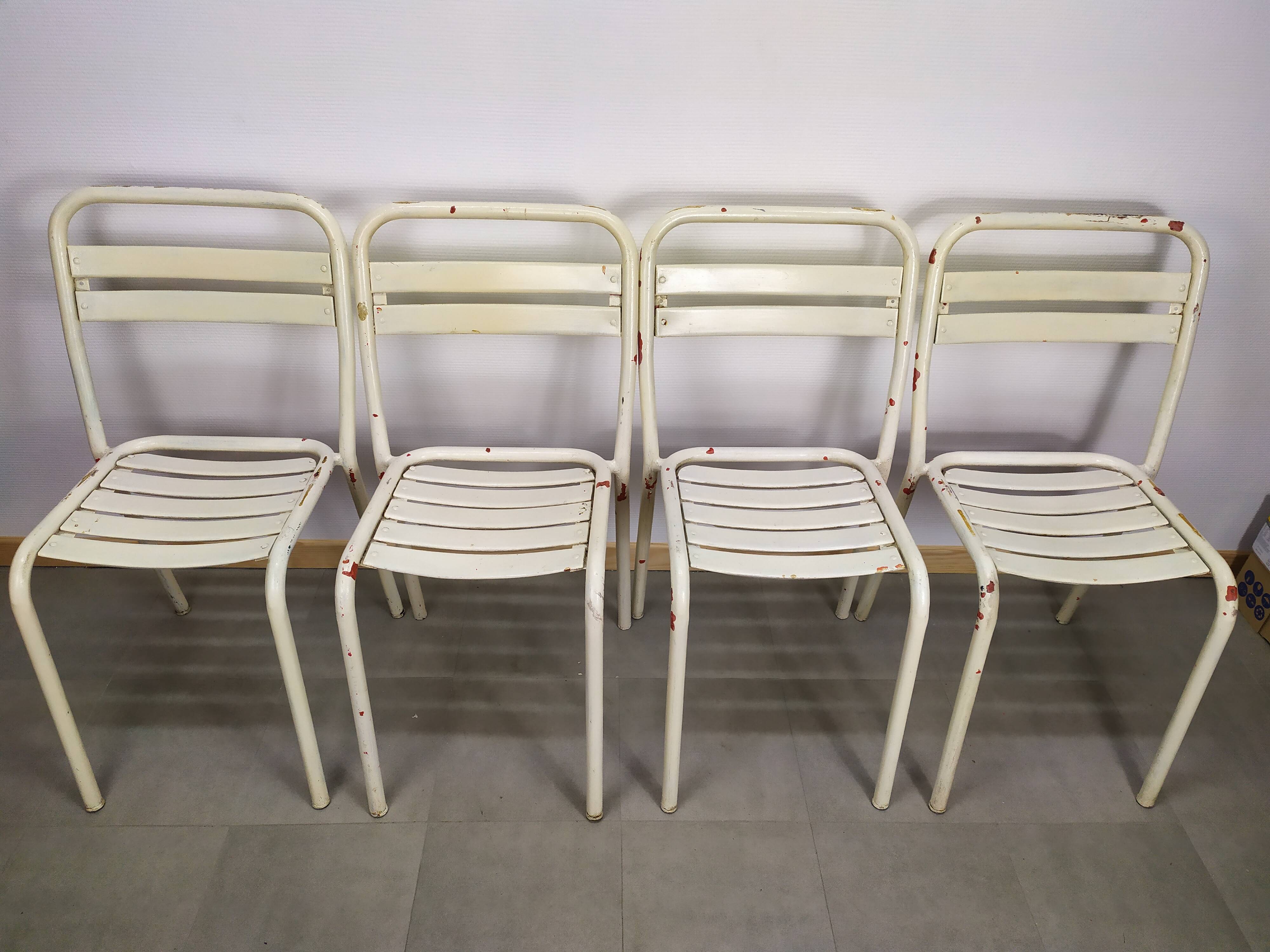 Lot of 4 chairs Tolix T2 by Xavier Pauchard 1950