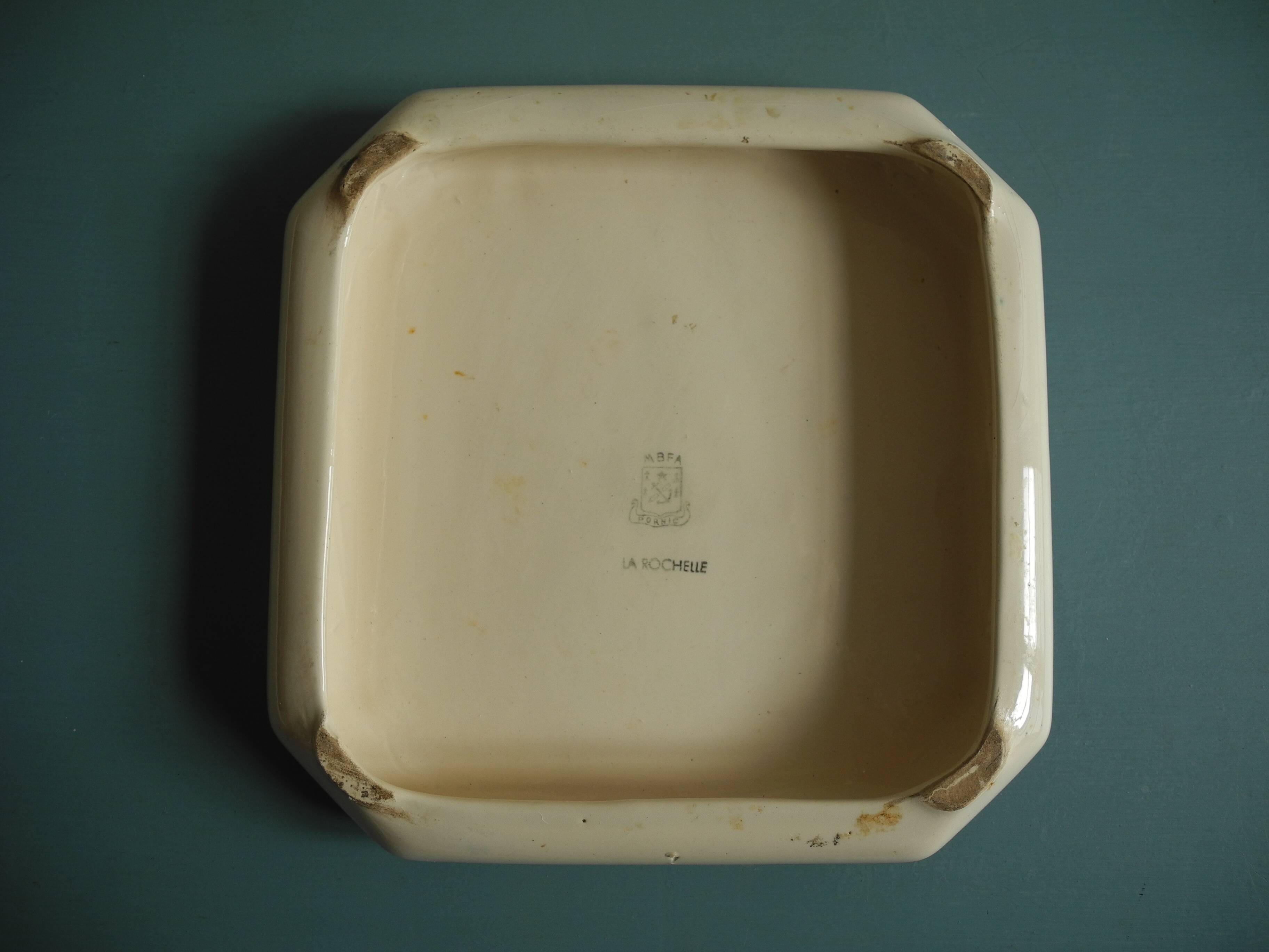 antique earthenware trivet from Pornic La Rochelle, vintage table trivet
