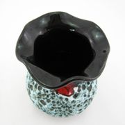 Small corolla vase in black, red and white Fat Lava ceramic - Panassidi Vallauris France - vintage