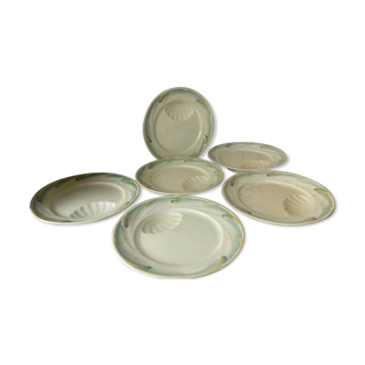 6 PLATES WITH ASPARAGUS IN SARRGUEMINE SLURRY ERA ART NOUVEAU