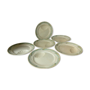 6 asparagus plates in Sarguemines faience