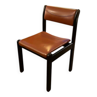 Large vintage 60s/70s chair - orange faux leather - mid-century design