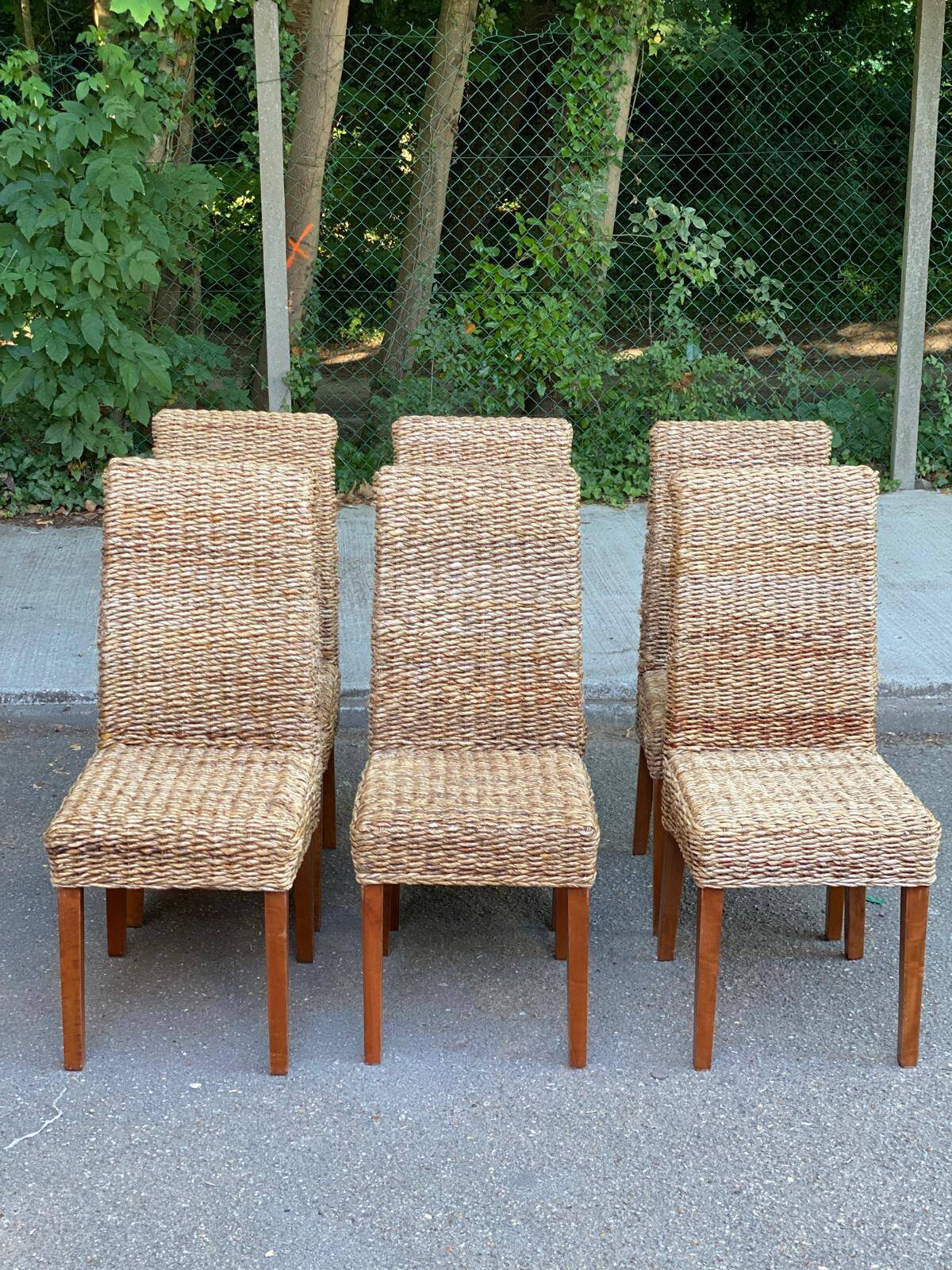 6 abaca banana rattan chairs