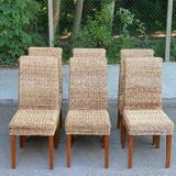 6 abaca banana rattan chairs