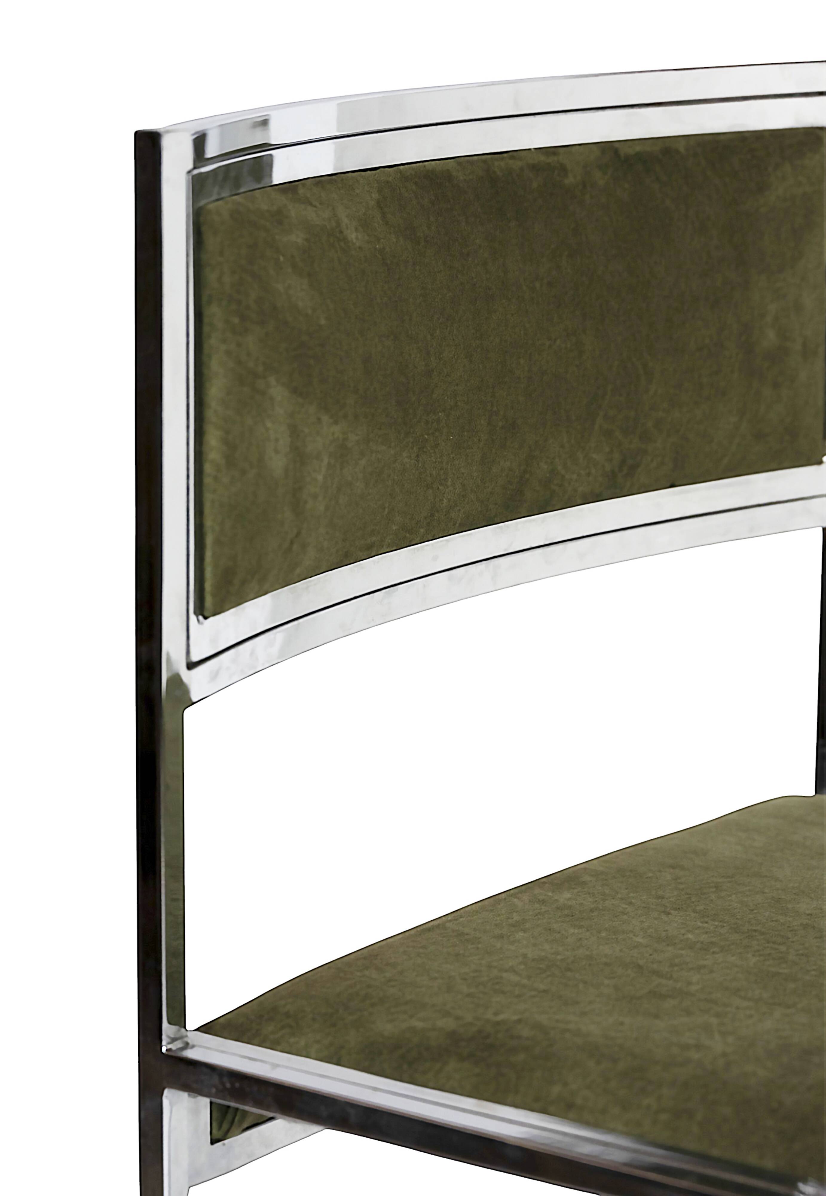 Set of 4 Mid-Century Italian Chrome Chairs by Willy Rizzo