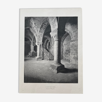 Photographie héliogravure du Mont Saint Michel 19ème (Paul Dujardin)