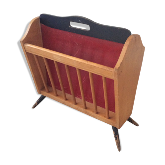 Scandinavian wooden magazine holder from the 1950s