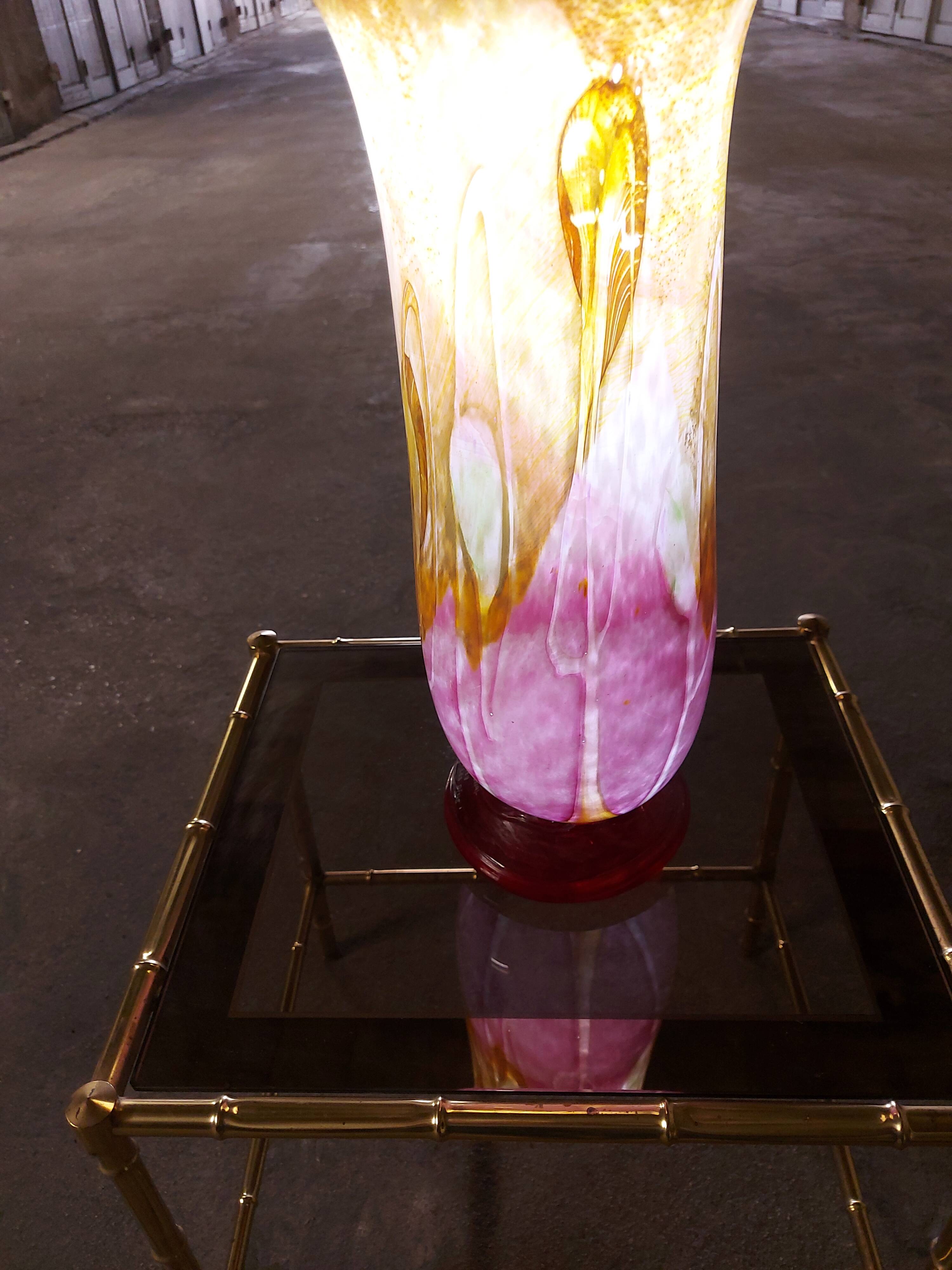 LARGE BIOT BLOWN GLASS VASE, SABA FRERES