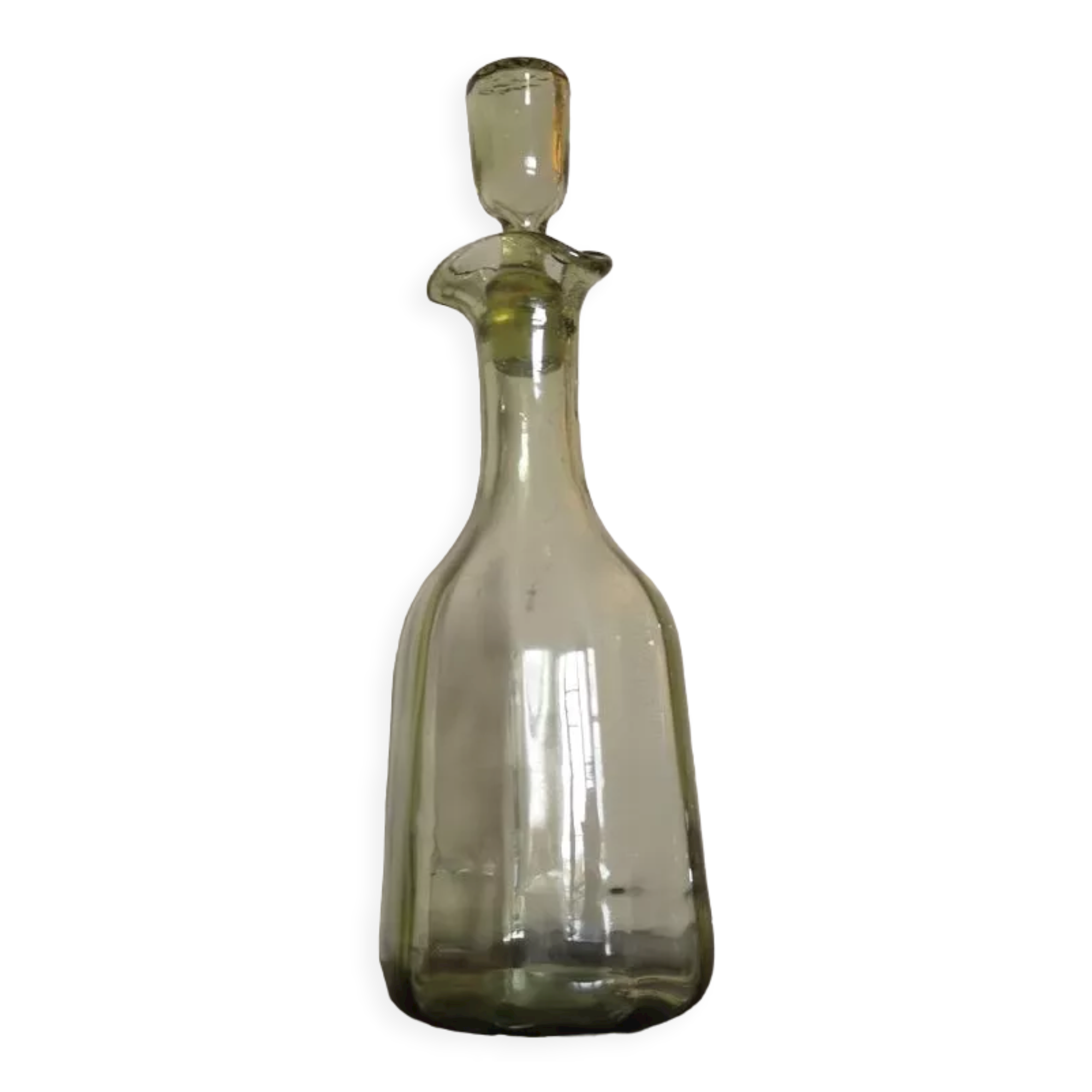 Mouth-blown glass alcohol decanter XIXth century