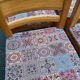 4 Scandinavian Brutalist chairs from Maison Regain, solid wood and floral fabric