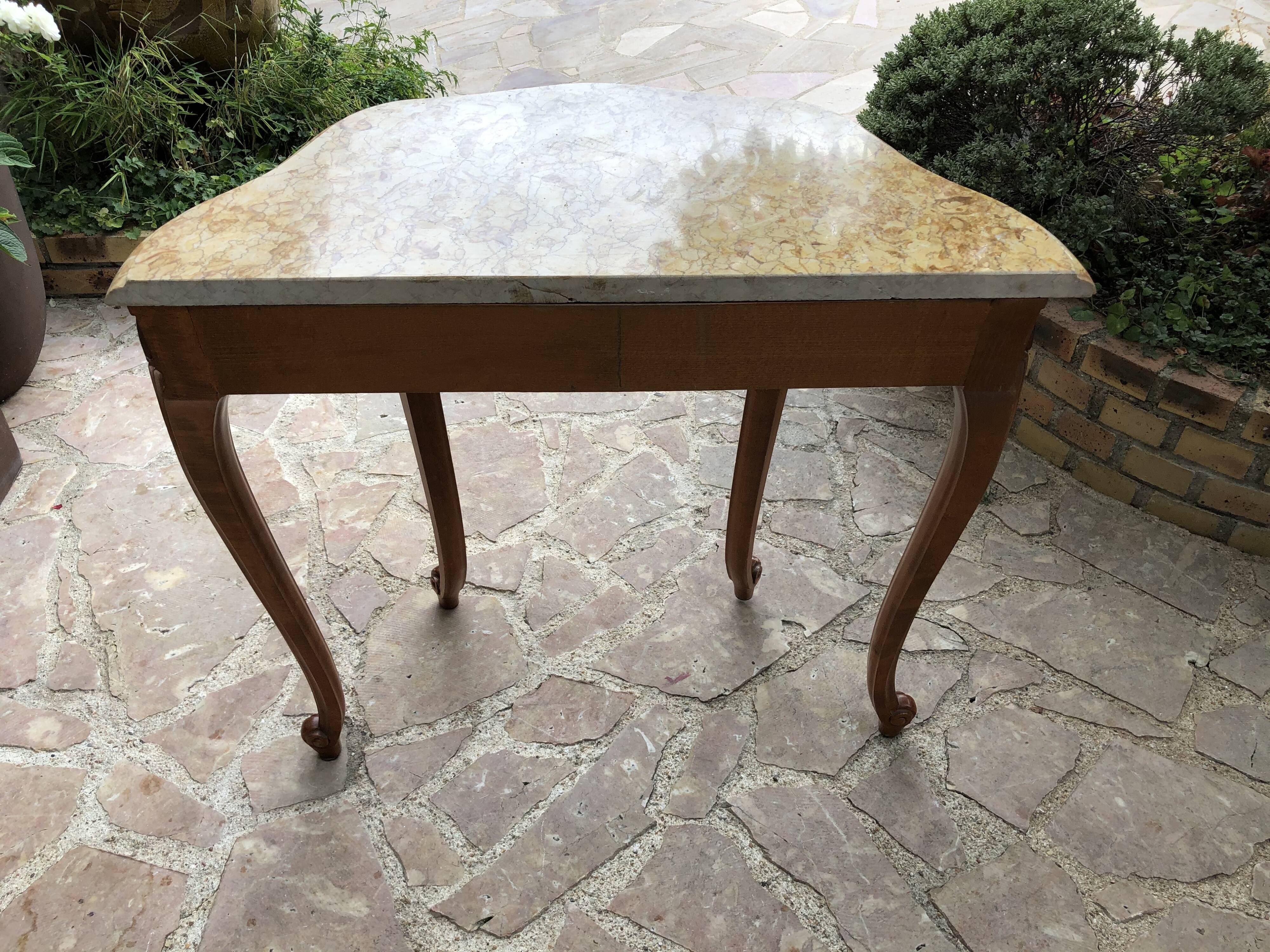 Console in cherry and marble