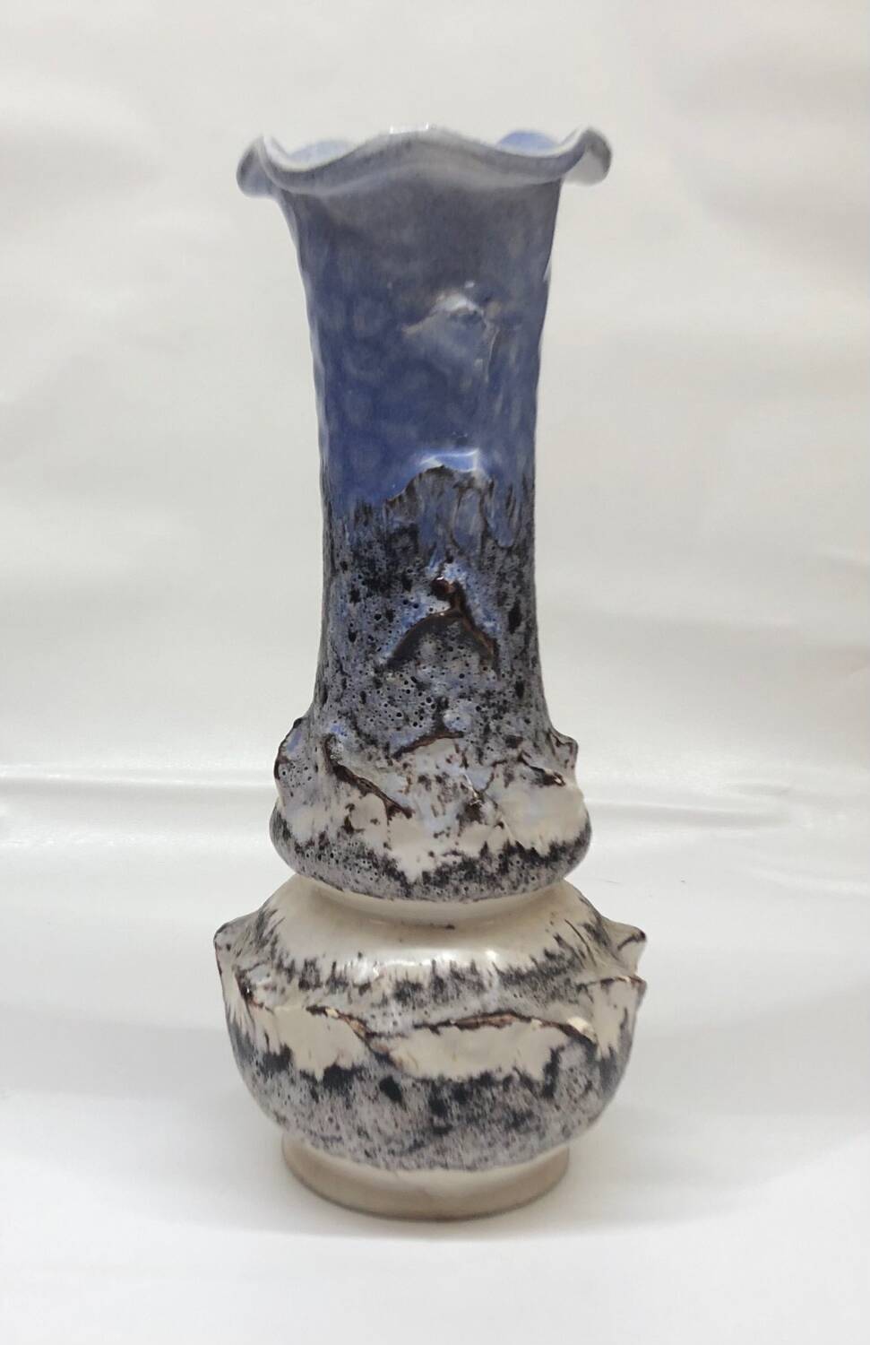 Vase fat lava blue gray Vallauris
