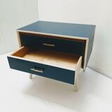 Vintage wooden bedside table / compass legs