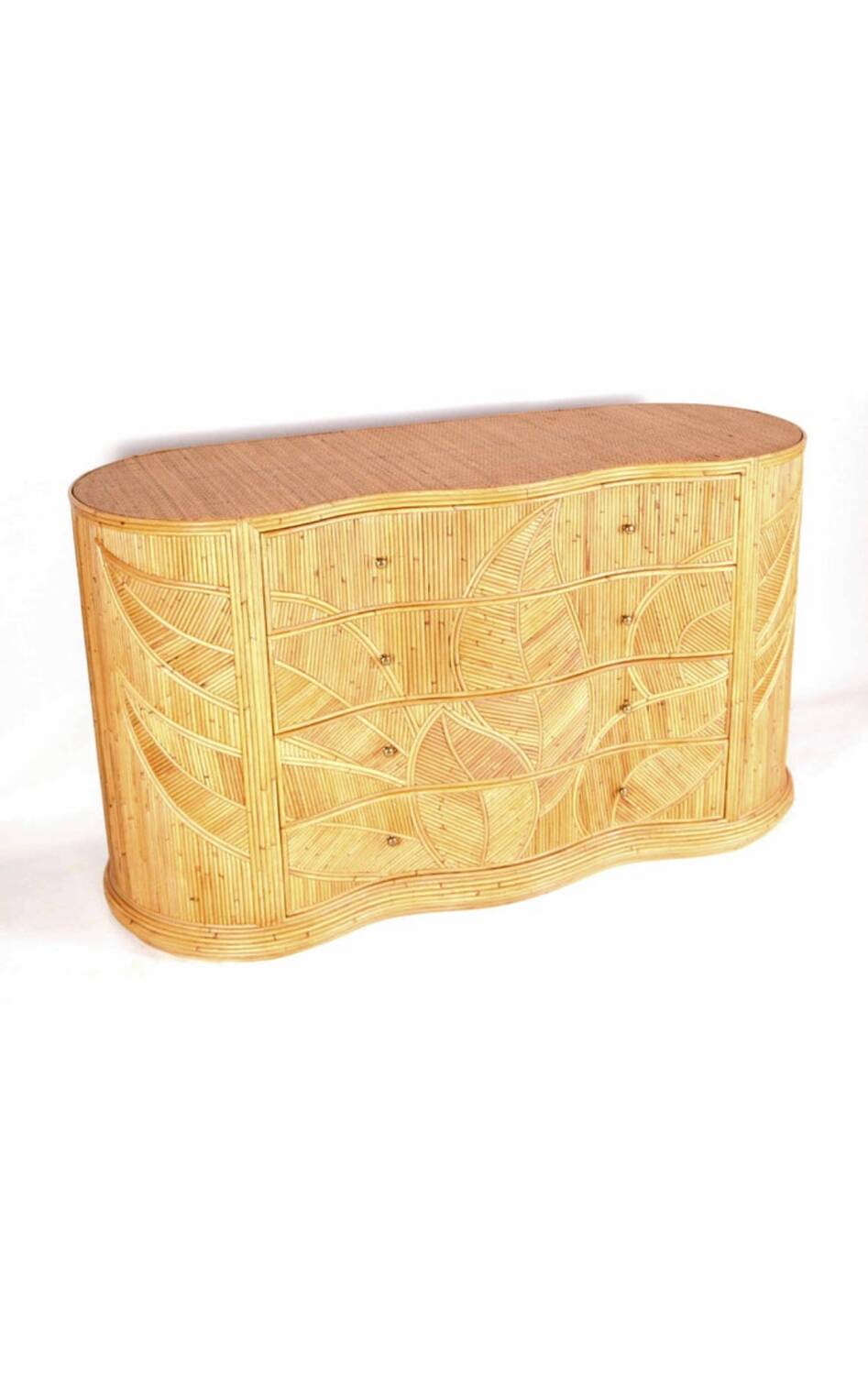 Rattan “leaf” chest of drawers