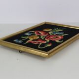 canvas bouquet of flowers in cross stitch, wall painting, vintage