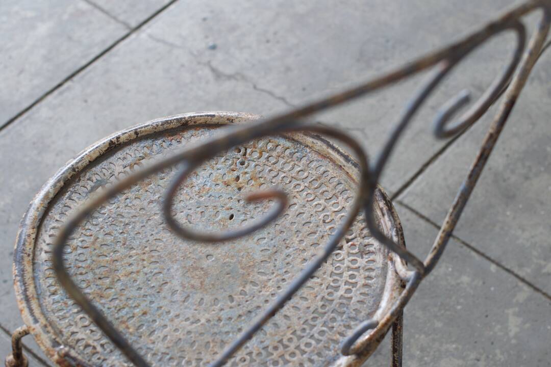 Two iron garden chairs 1950